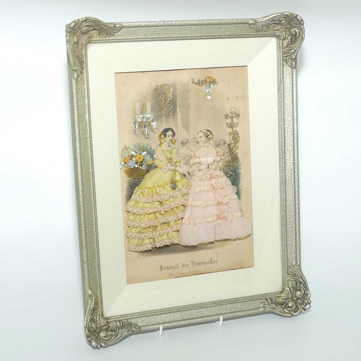 Journal des Demoiselles heavily embellished framed shadow box print | #1