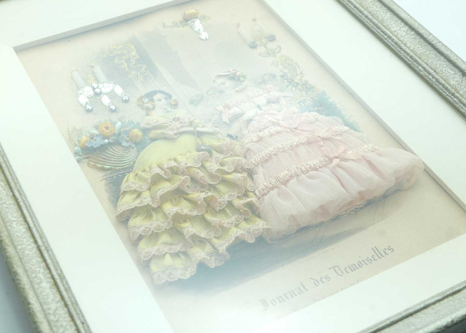 Journal des Demoiselles heavily embellished framed shadow box print | #1