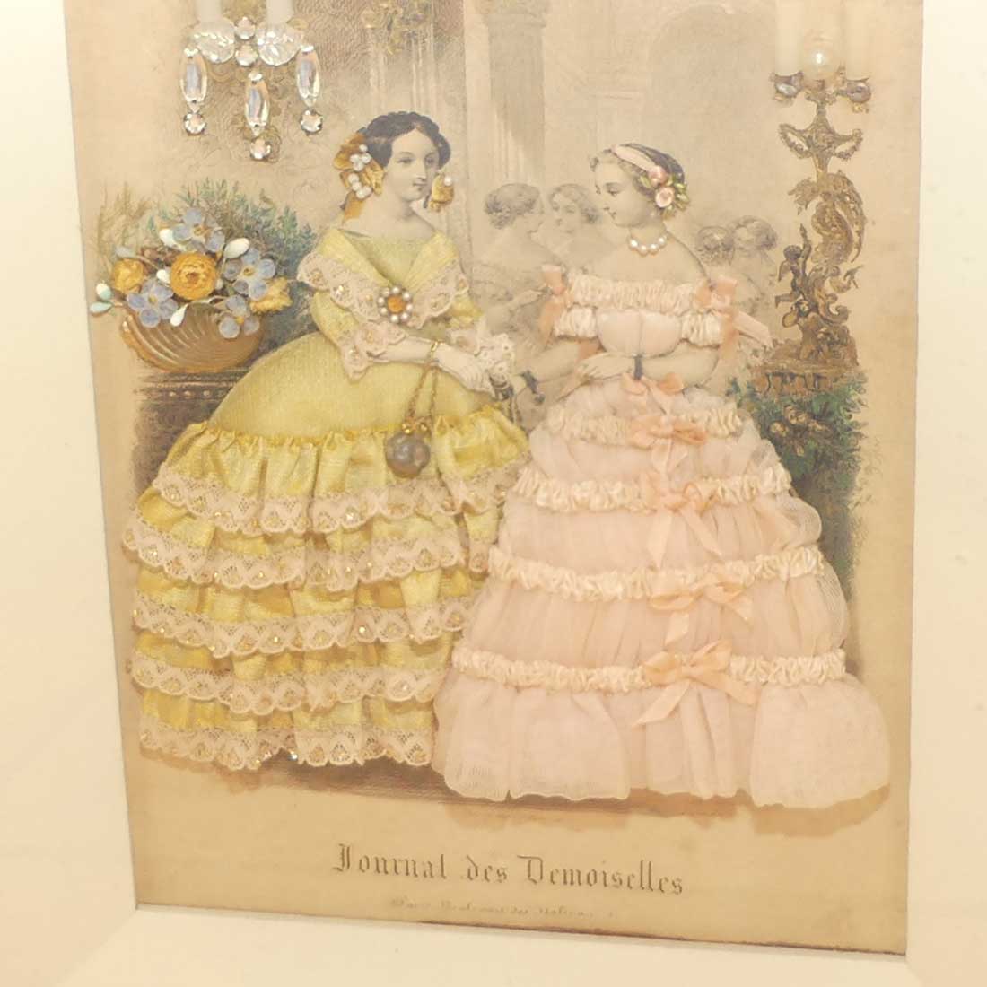 Journal des Demoiselles heavily embellished framed shadow box print | #1