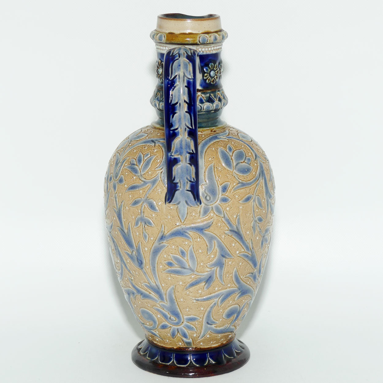 Doulton Lambeth Francis E Lee stoneware bulbous jug with incised foliage