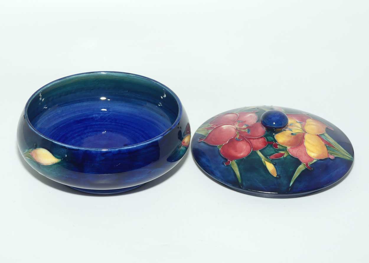 Walter Moorcroft Freesia (Blue) lidded powder bowl