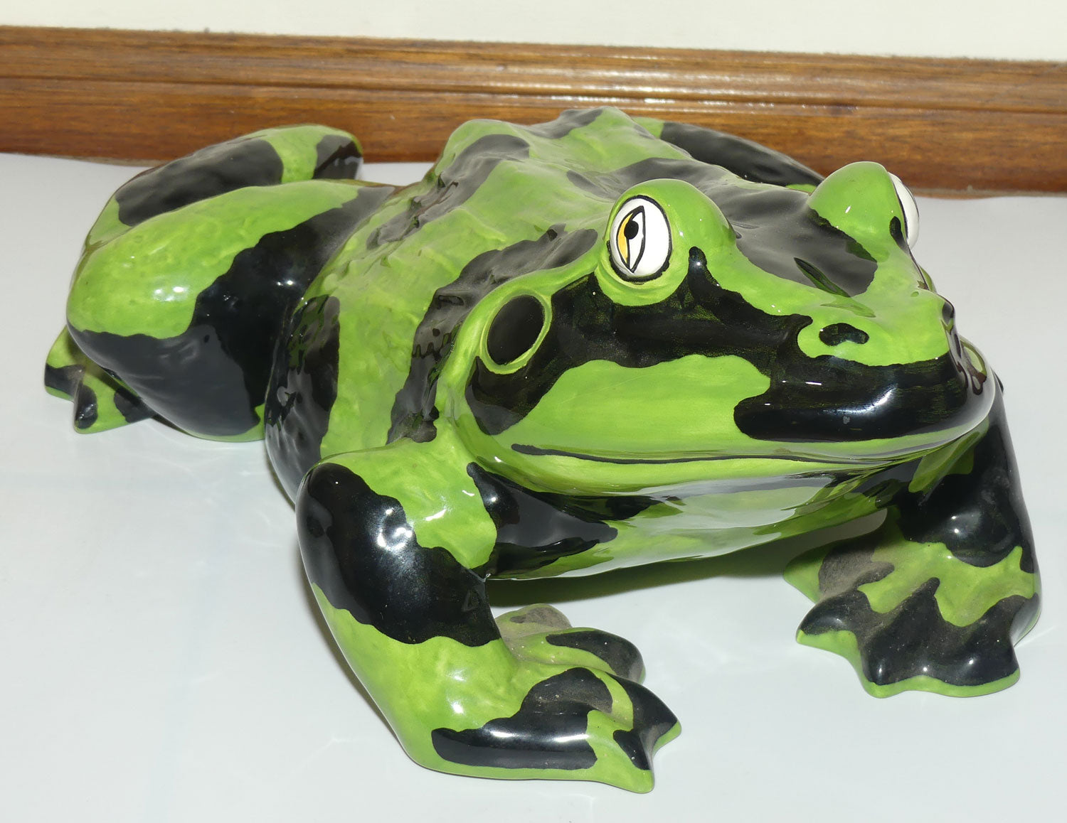 Frogman Art Ceramics large figure of a Black and Green Frog