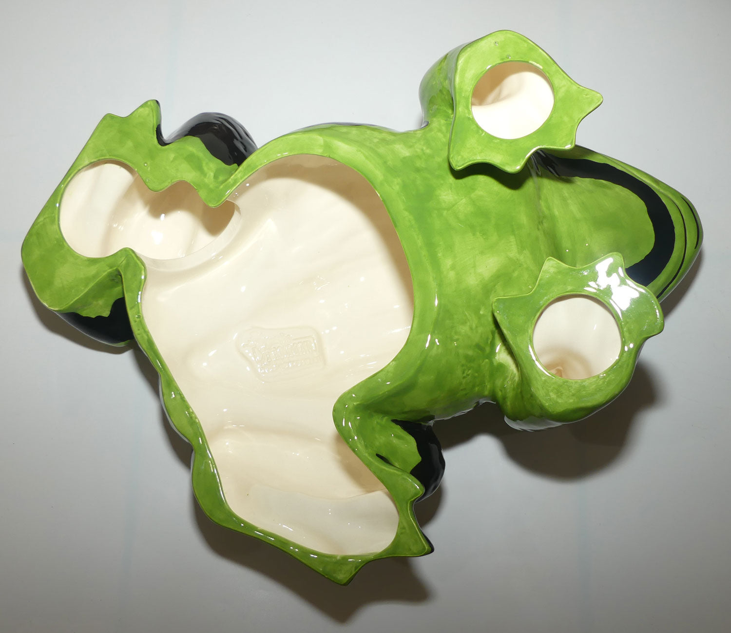 Frogman Art Ceramics large figure of a Black and Green Frog