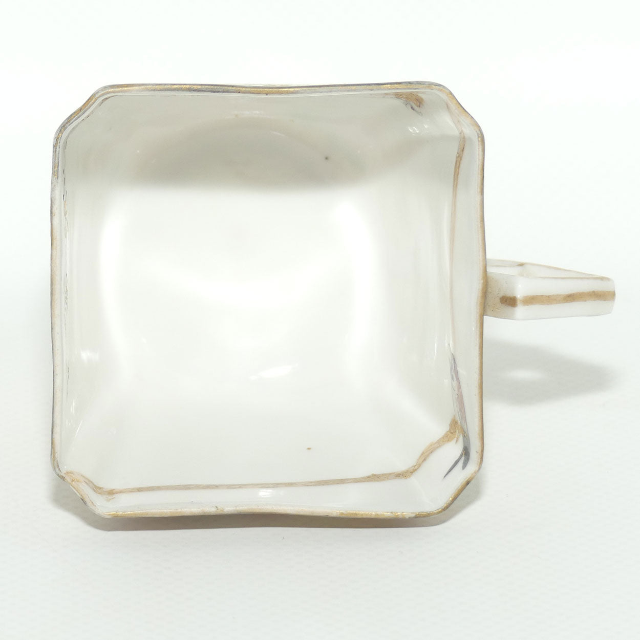 Finely decorated Japanese Kutani Ware square cup and saucer | Spider Web design | Taisho period