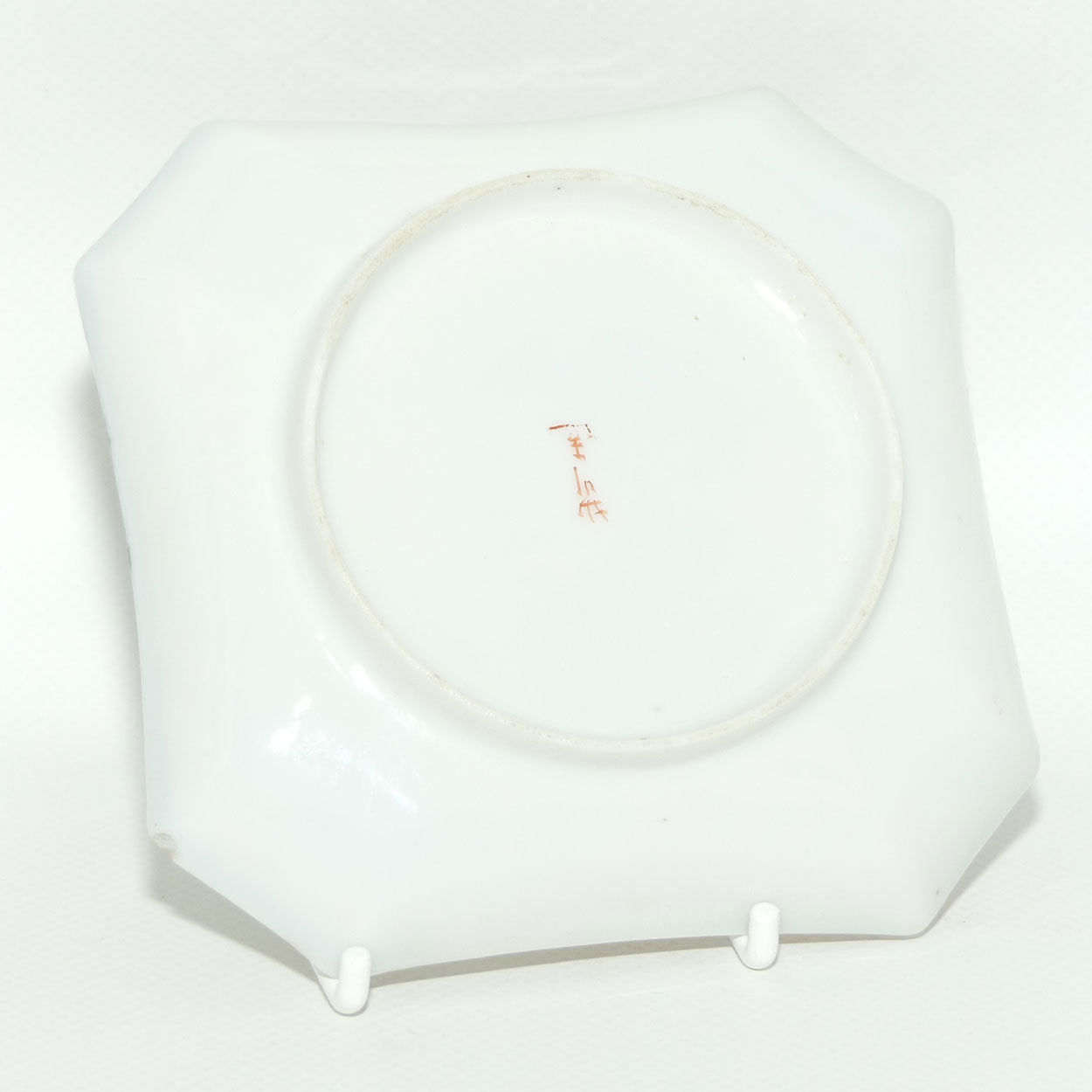 Finely decorated Japanese Kutani Ware square cup and saucer | Spider Web design | Taisho period