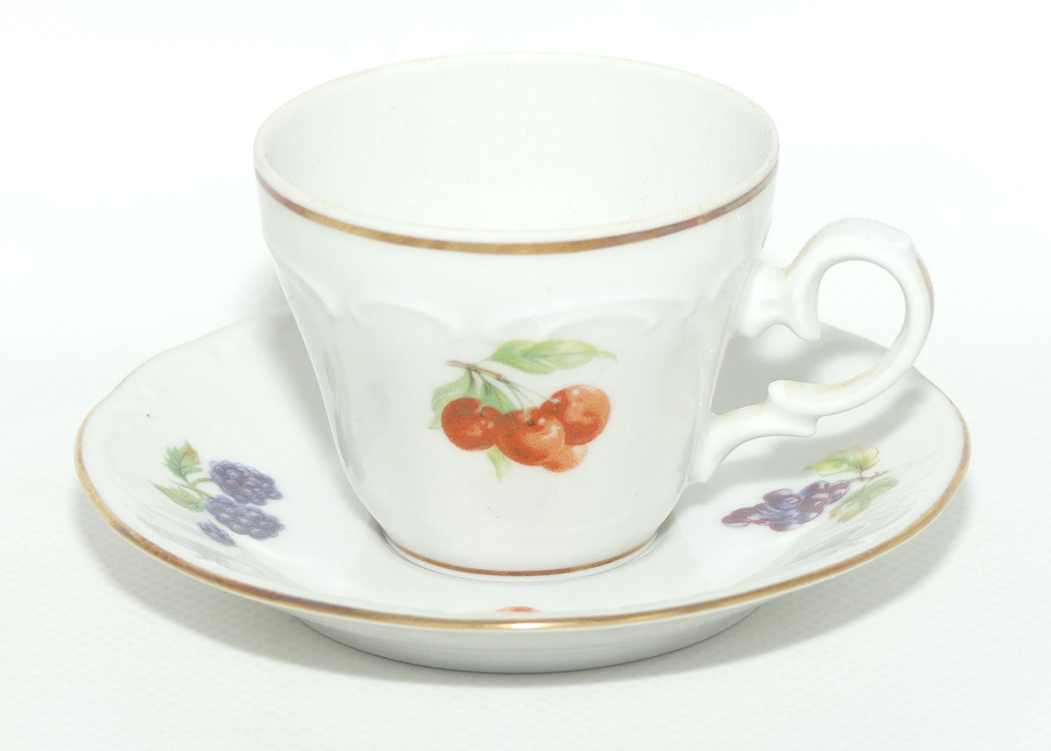 Jaeger 1897 Bavaria Germany Fruit motif demi tasse cup and saucer