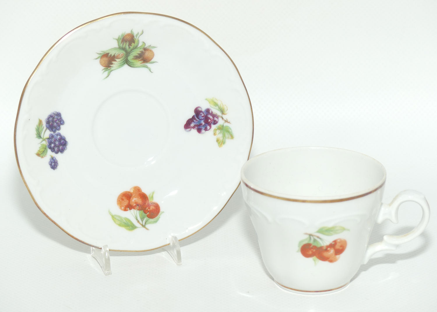 Jaeger 1897 Bavaria Germany Fruit motif demi tasse cup and saucer