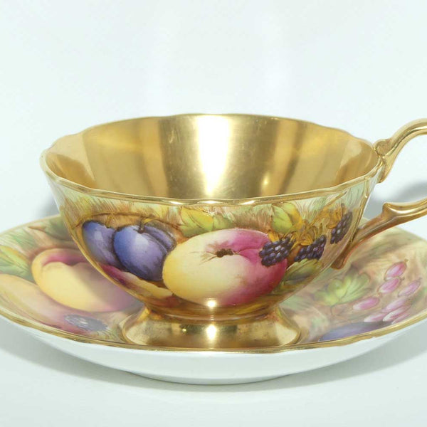 Aynsley Orchard Gold with gilt interior tea duo | signed Jones and Bru