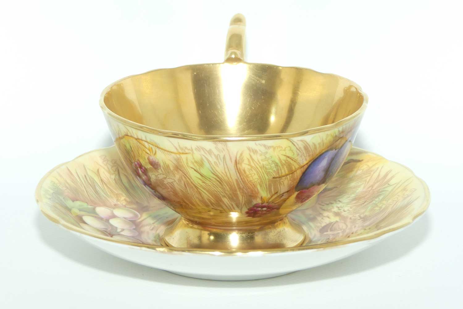 Aynsley Orchard Gold with gilt interior tea duo | signed Jones and Brunt