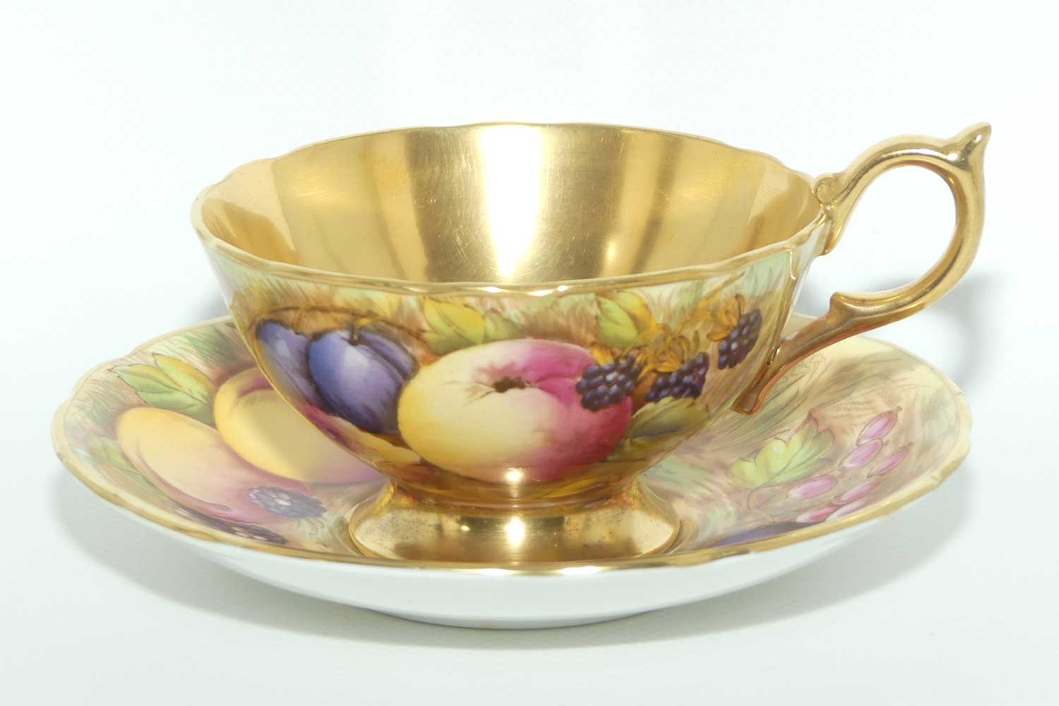 Aynsley Orchard Gold with gilt interior tea duo | signed Jones and Brunt