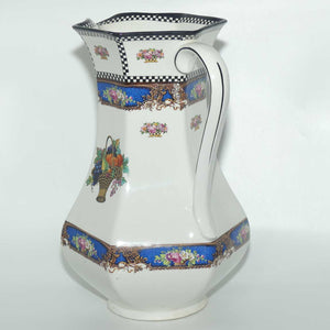 H & K Tunstall  Fruit and Flowers decorated tall wash jug | Check border