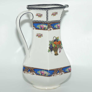 H & K Tunstall  Fruit and Flowers decorated tall wash jug | Check border