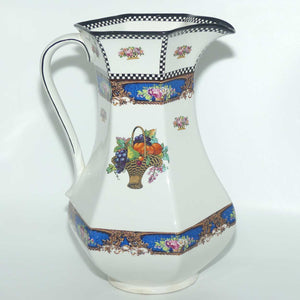 H & K Tunstall  Fruit and Flowers decorated tall wash jug | Check border