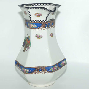 H & K Tunstall  Fruit and Flowers decorated tall wash jug | Check border