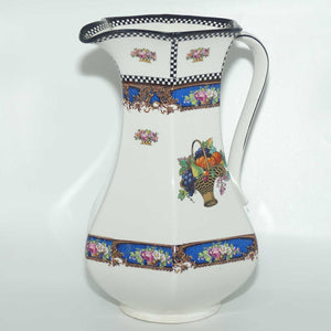 H & K Tunstall  Fruit and Flowers decorated tall wash jug | Check border