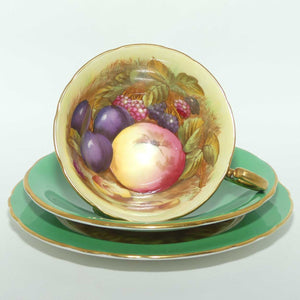 Aynsley Fruit trio by D Jones | Cup interior decorated | Green trim