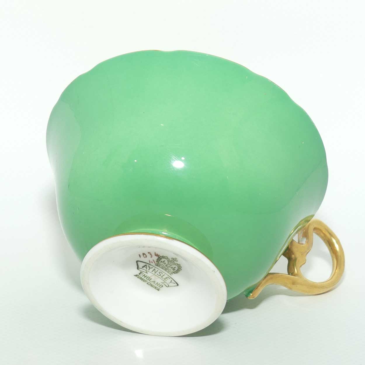 Aynsley Fruit trio by D Jones | Cup interior decorated | Green trim