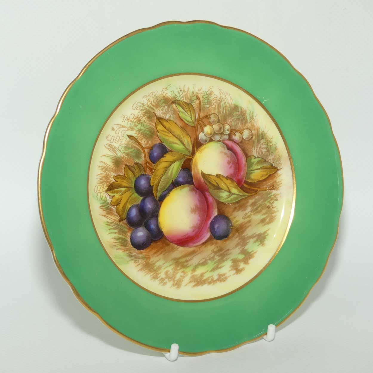 Aynsley Fruit trio by D Jones | Cup interior decorated | Green trim