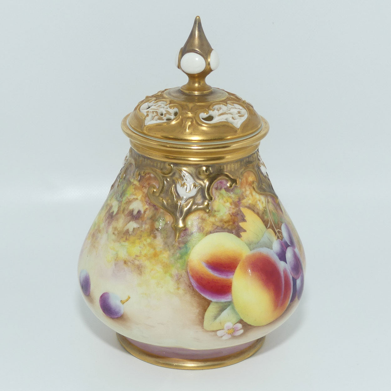 Royal Worcester hand painted fruit potpourri | 291 Shape | J Skerrett