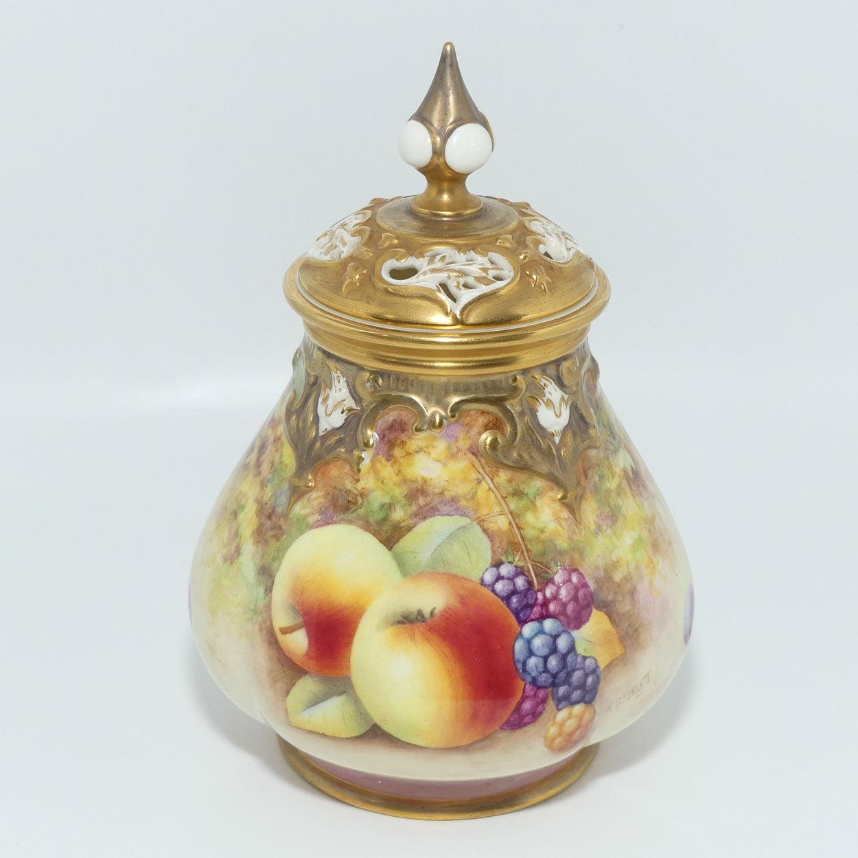 Royal Worcester hand painted fruit potpourri | 291 Shape | J Skerrett
