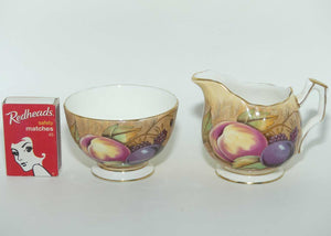 Aynsley Fruit Orchard Gold sugar and creamer | Coffee size | signed N Brunt