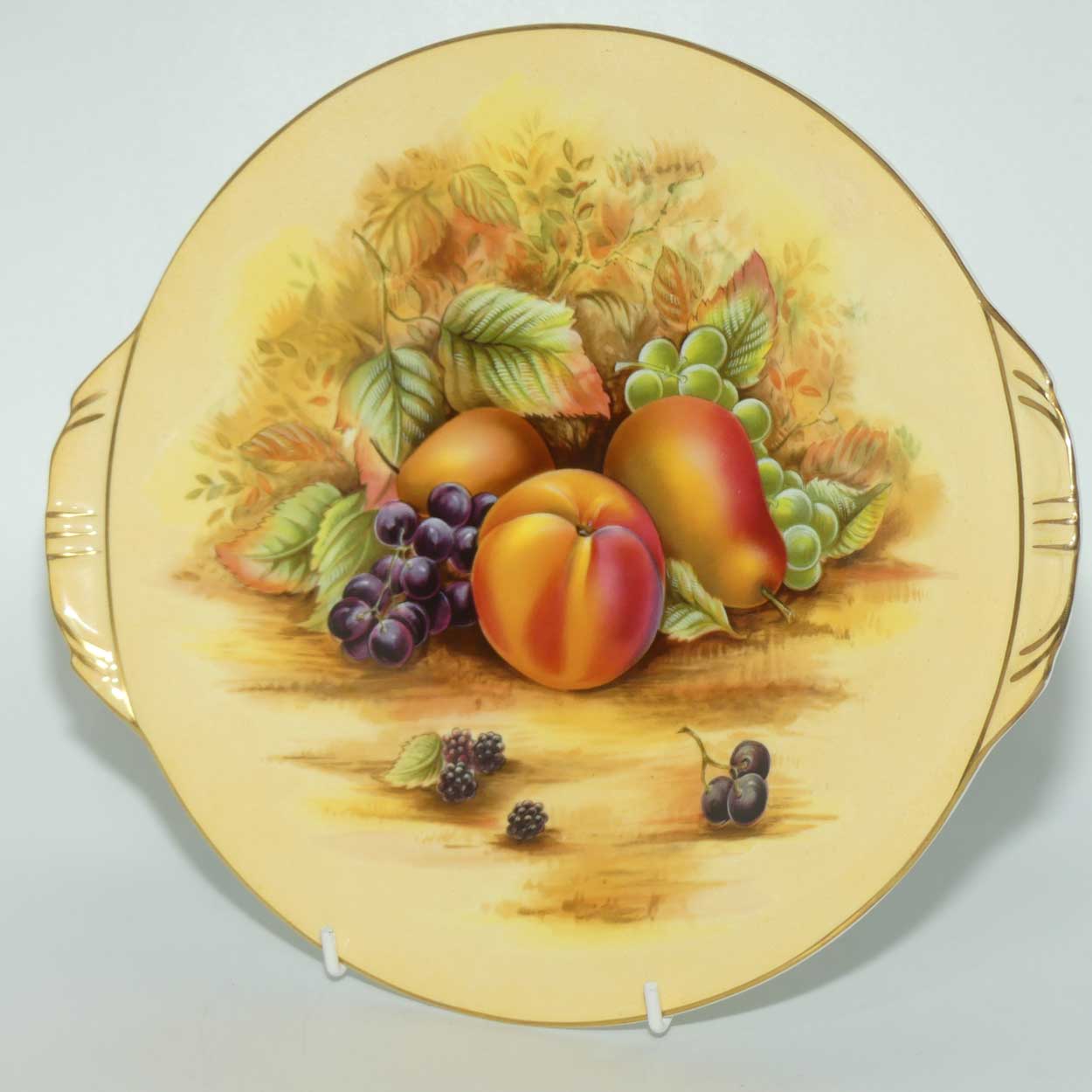 Aynsley Fruit Orchard Gold tab handled plate (Big Pattern)
