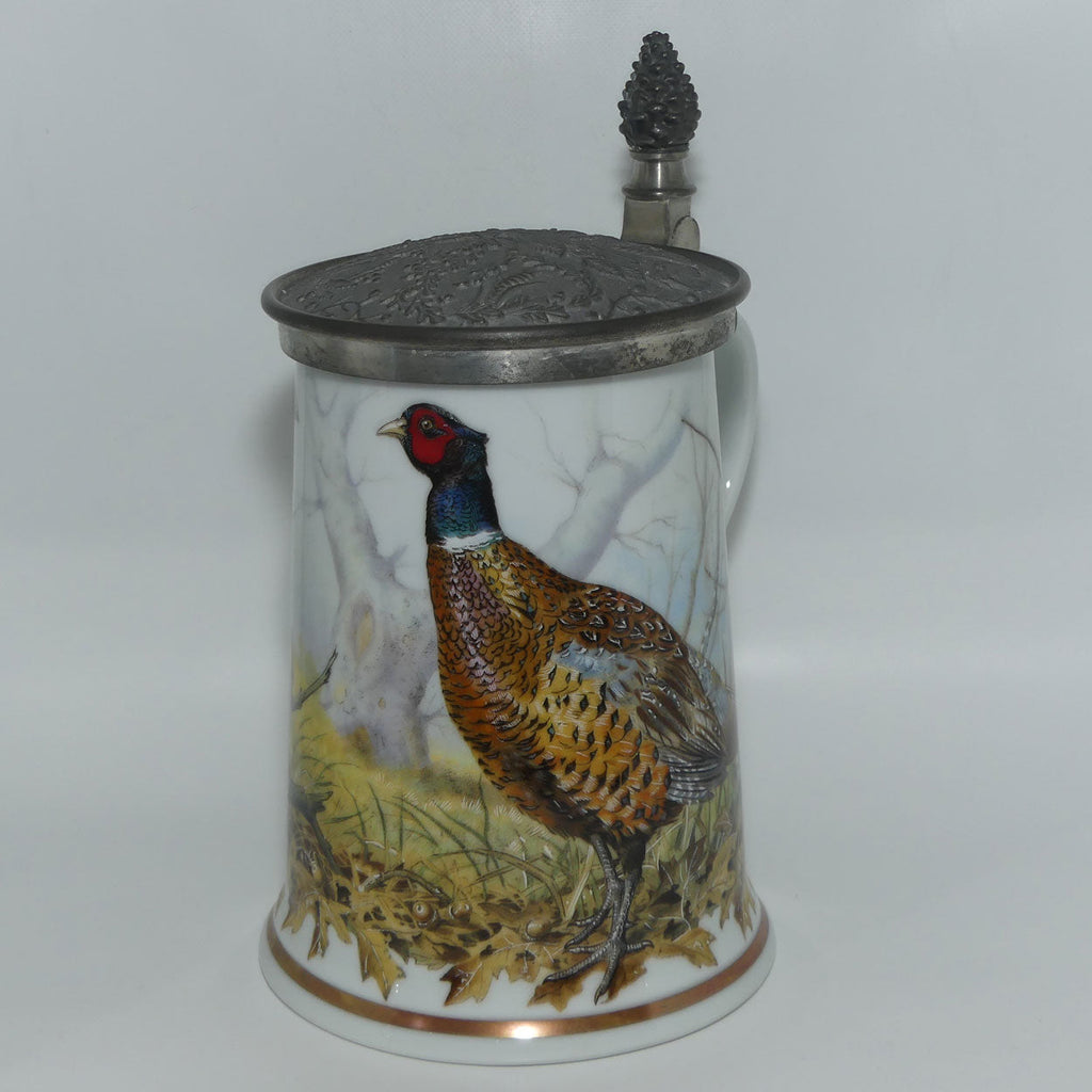 Franklin Porcelain | The Game Bird Stein with Pewter Lid | Basil Ede