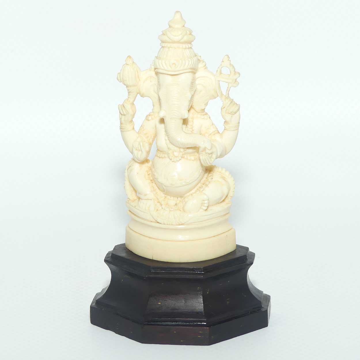 Carved Ivory Figure on Rosewood base | Ganesha | 10.5cm