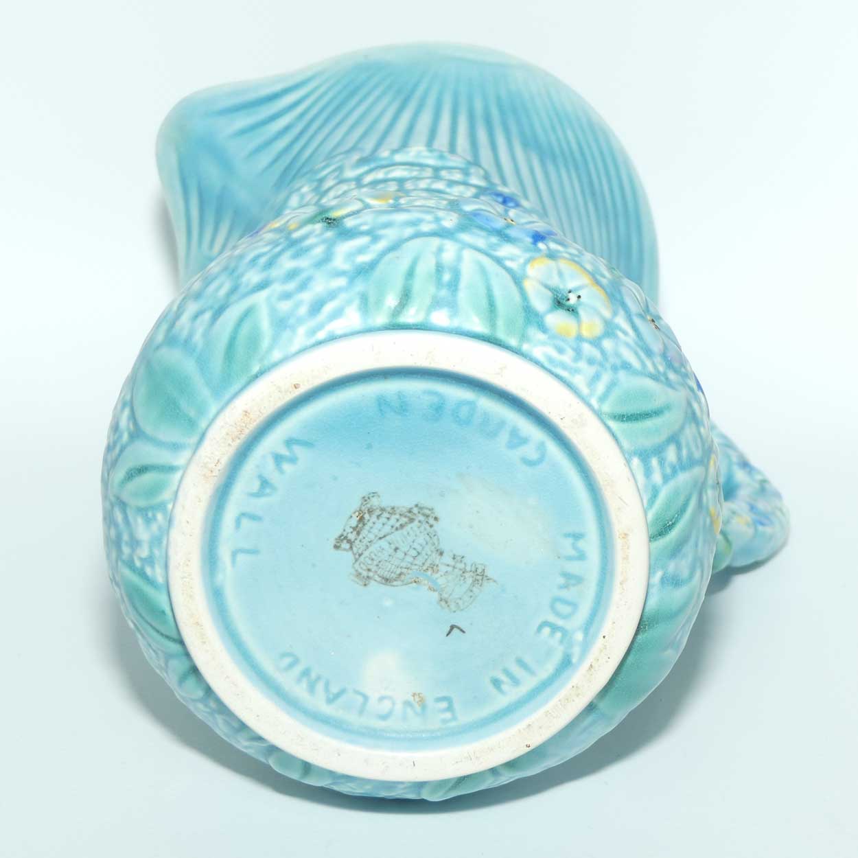 Arthur Woods Garden Wall floral embossed jug | Matt blue Glaze