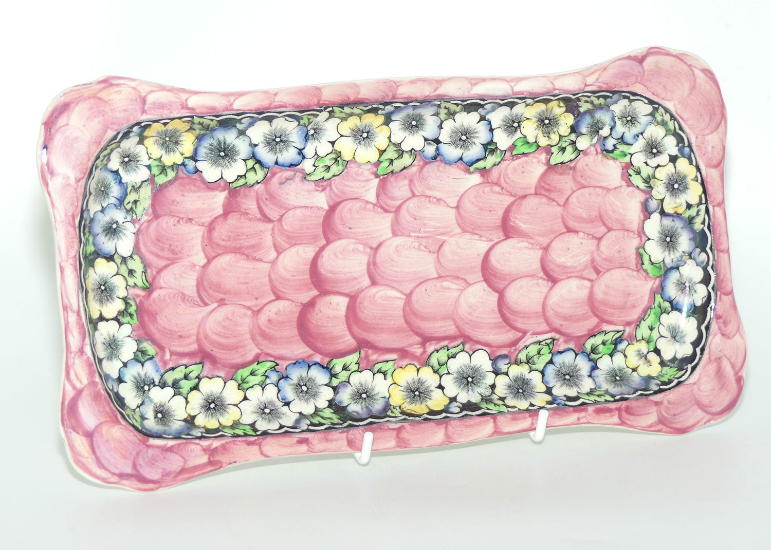 Maling Lustre sandwich tray | Garland and Black Rose | Pink ground 6451