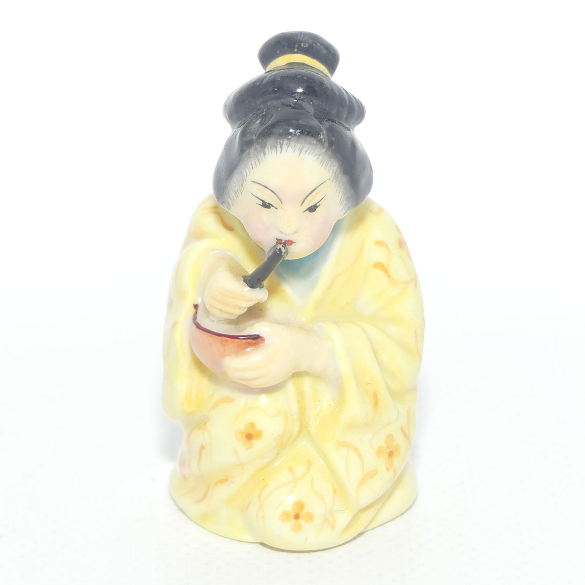 Royal Worcester figural Geisha Girl | Japanese Girl candle snuffer | Puce mark | c.1909