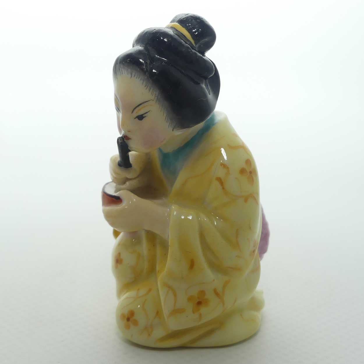 Royal Worcester figural Geisha Girl | Japanese Girl candle snuffer | Puce mark | c.1909