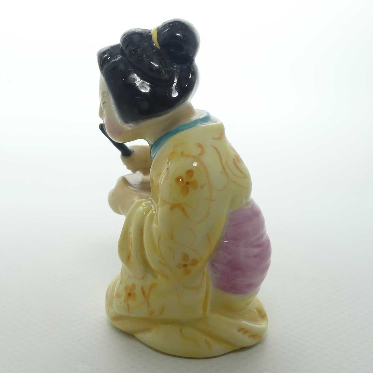 Royal Worcester figural Geisha Girl | Japanese Girl candle snuffer | Puce mark | c.1909