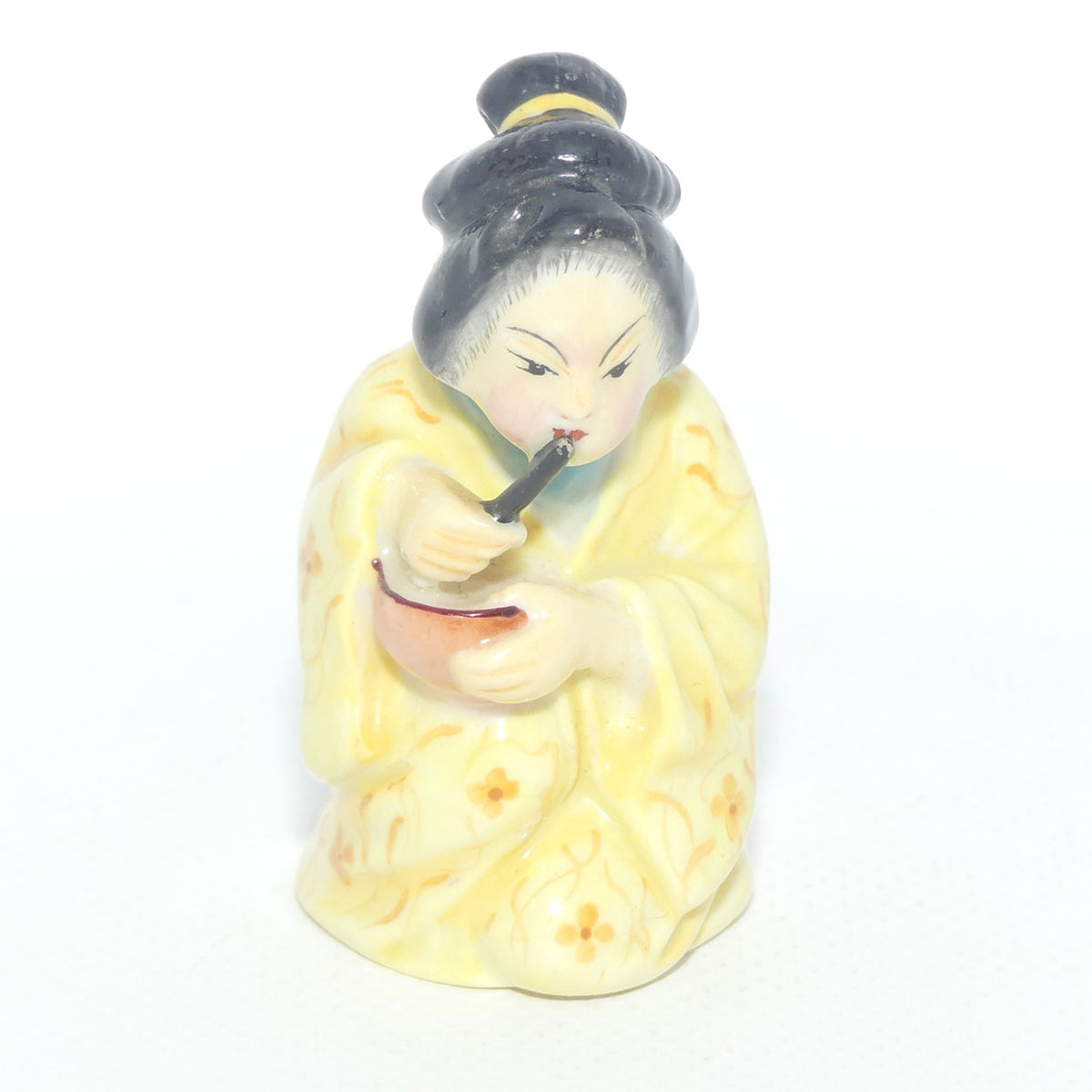 Royal Worcester figural Geisha Girl | Japanese Girl candle snuffer | Puce mark | c.1909