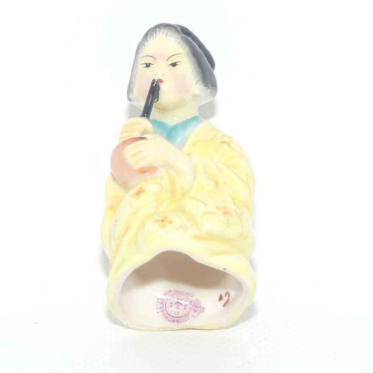 Royal Worcester figural Geisha Girl | Japanese Girl candle snuffer | Puce mark | c.1909