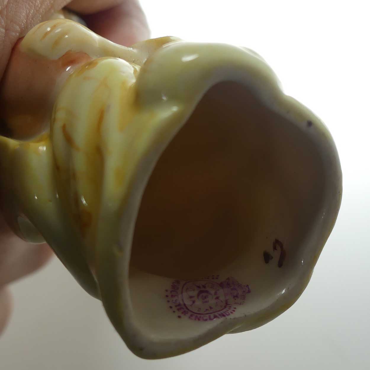 Royal Worcester figural Geisha Girl | Japanese Girl candle snuffer | Puce mark | c.1909