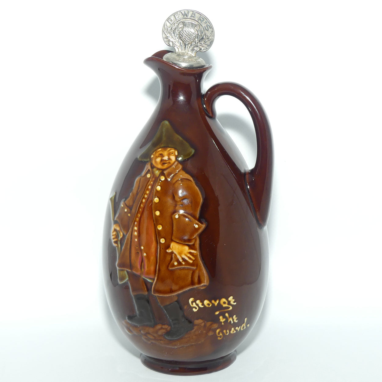 Royal Doulton Kingsware flask | George the Guard + Stopper | Dewars