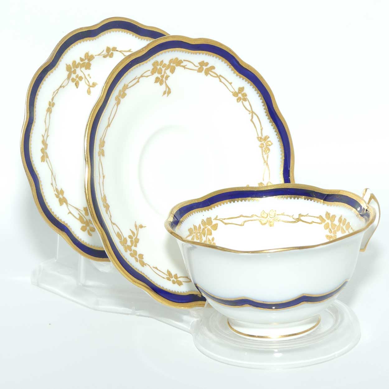 George Jones & Sons Crescent China Blue and Gilt trio