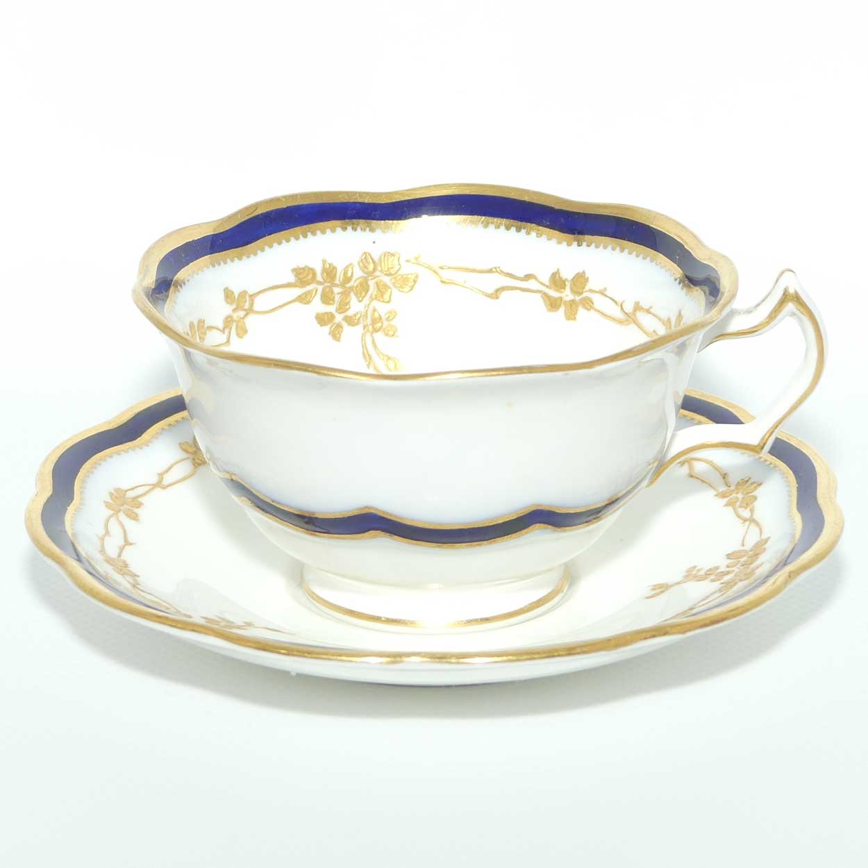 George Jones & Sons Crescent China Blue and Gilt trio