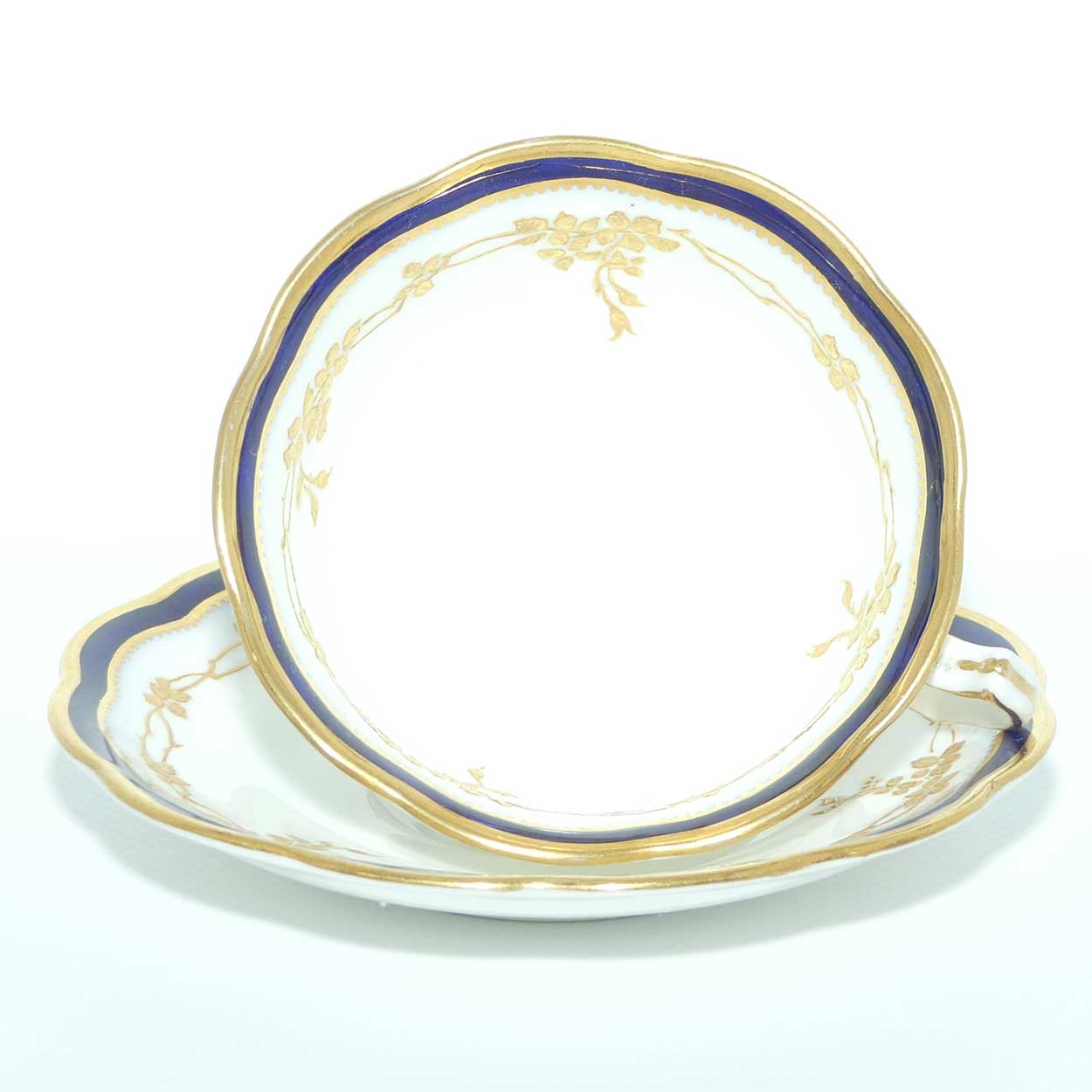George Jones & Sons Crescent China Blue and Gilt trio