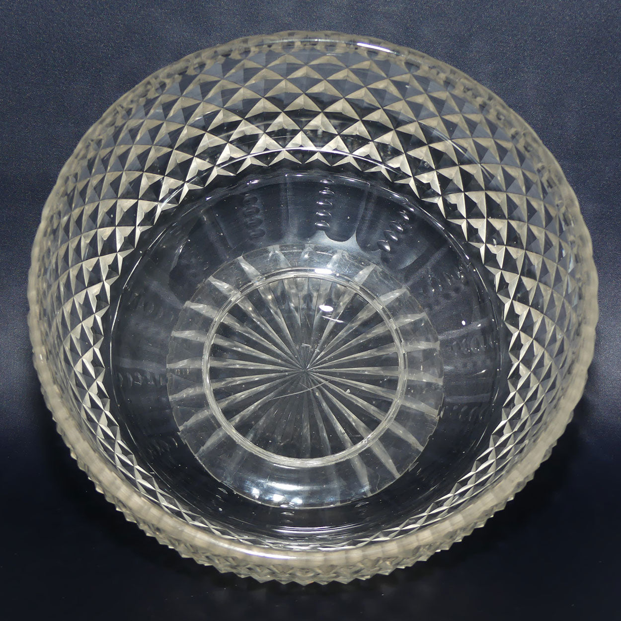 Georgian c.1830 Irish Cut Crystal | Diamond Cut footed bowl