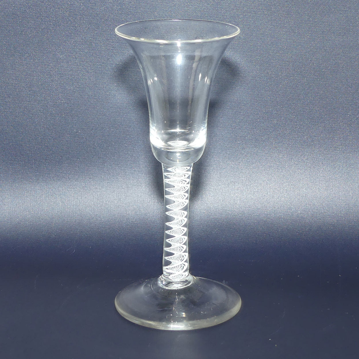 18th Century Georgian Glass with Inverted Bell bowl and Opaque Twist | Cotton twist stem