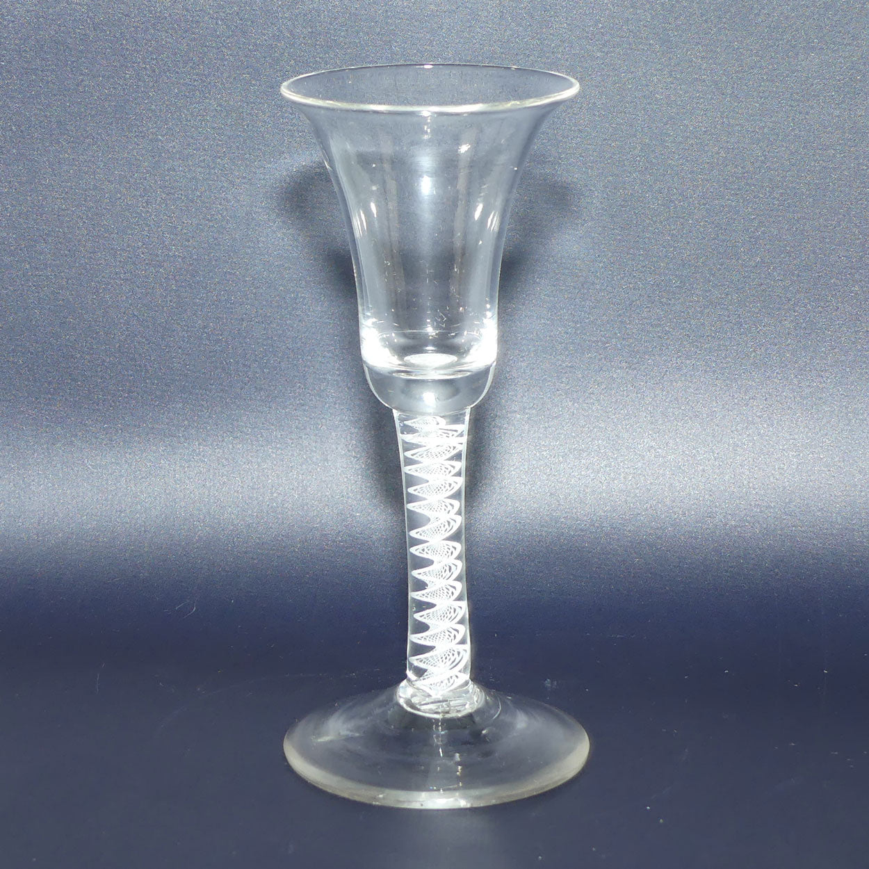 18th Century Georgian Glass with Inverted Bell bowl and Opaque Twist | Cotton twist stem