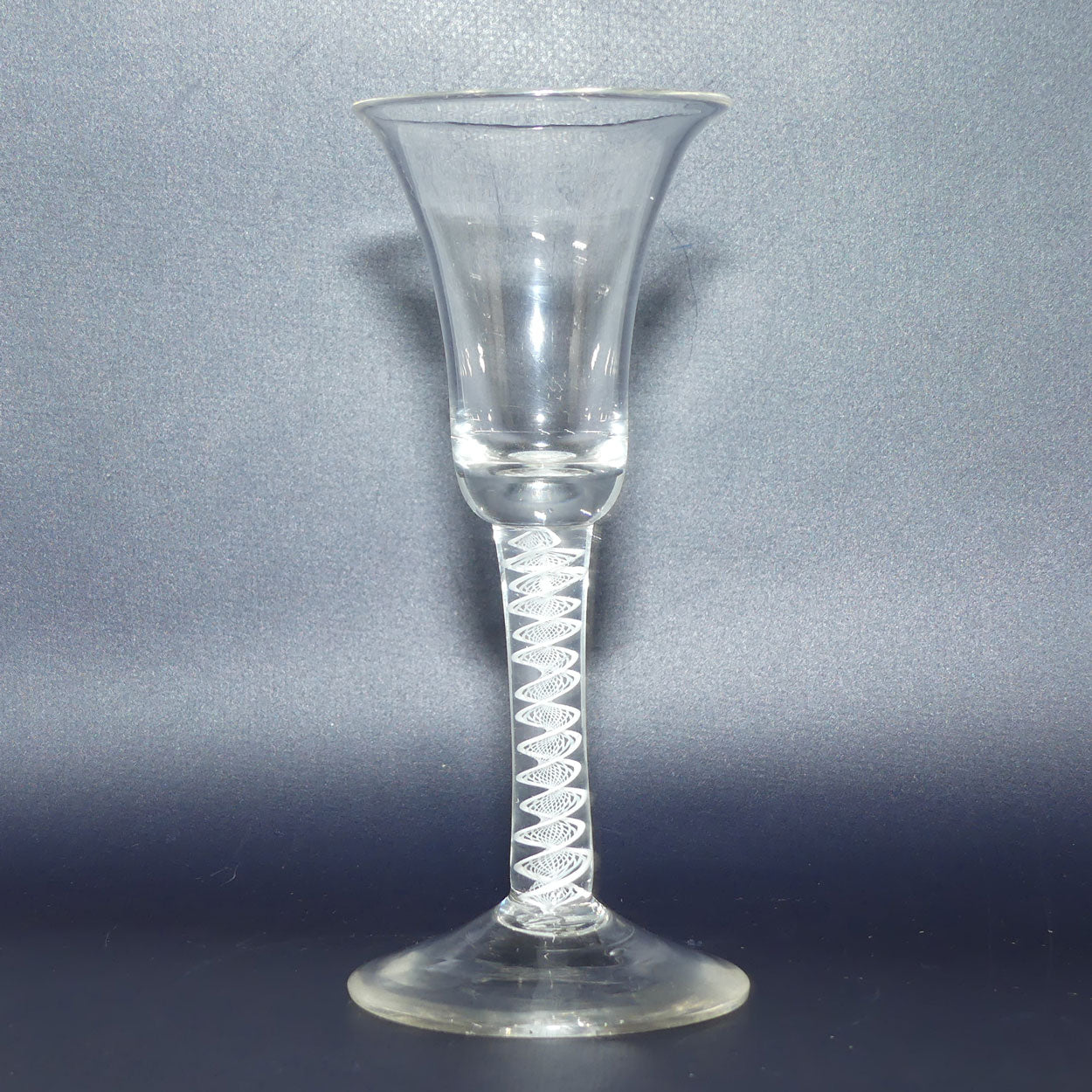 18th Century Georgian Glass with Inverted Bell bowl and Opaque Twist | Cotton twist stem