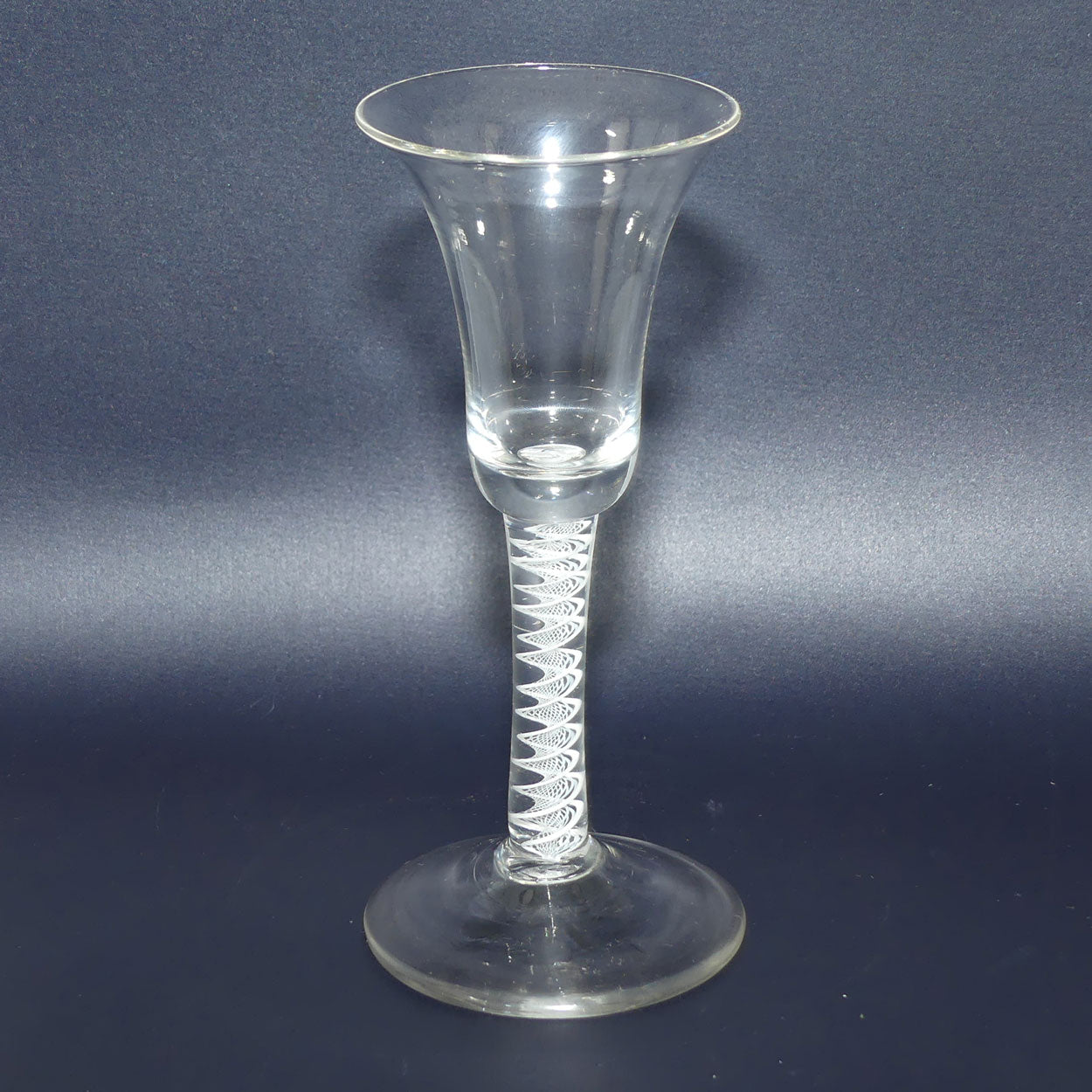 18th Century Georgian Glass with Inverted Bell bowl and Opaque Twist | Cotton twist stem
