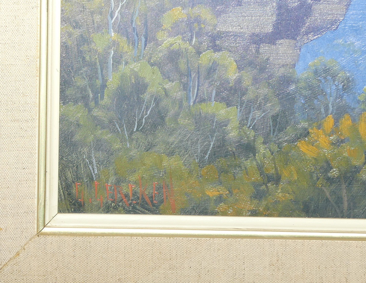 Original Oil on Board | Framed | Afternoon Light across the Megalong Hills from Wells Ledge, Blackheath NSW | Graham Gercken