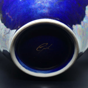 Monumental Australian Studio Art Pottery Andrew Gibson Lustre Blue and Metallic Shimmer vase