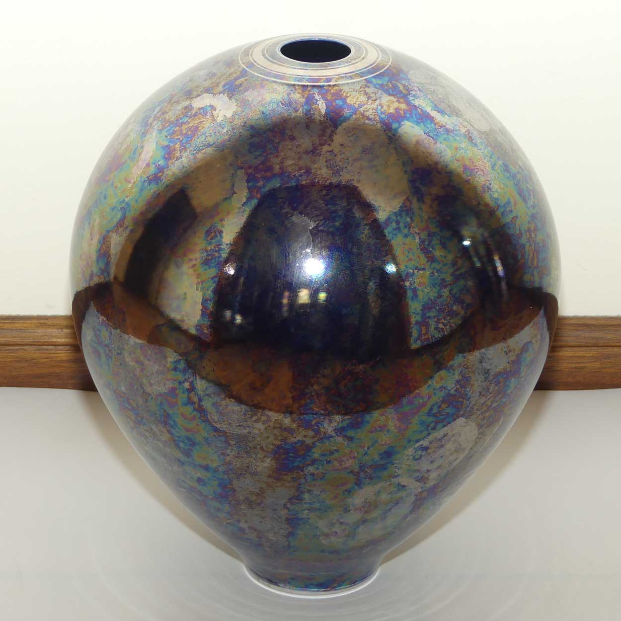 Monumental Australian Studio Art Pottery Andrew Gibson Lustre Blue and Metallic Shimmer vase