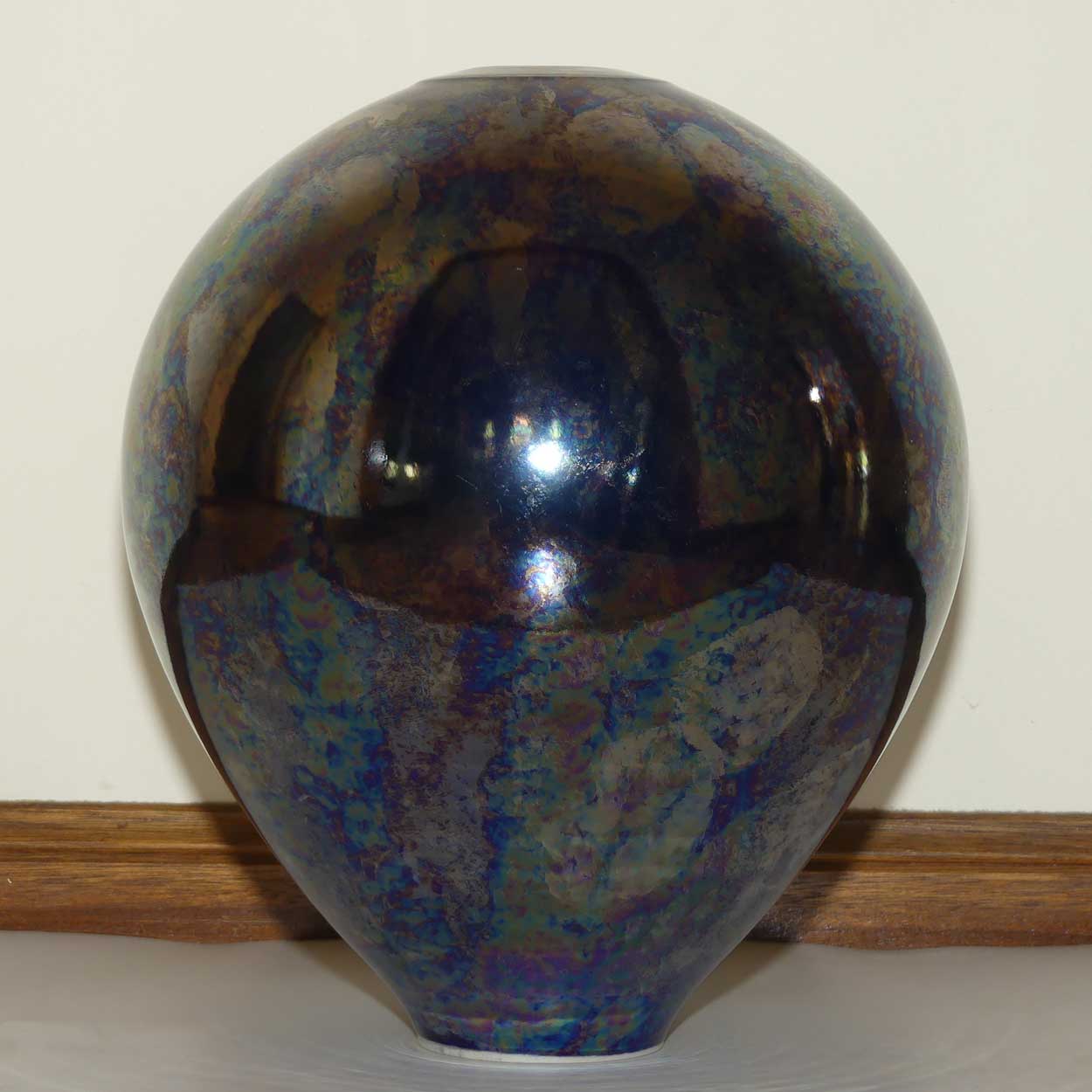 Monumental Australian Studio Art Pottery Andrew Gibson Lustre Blue and Metallic Shimmer vase