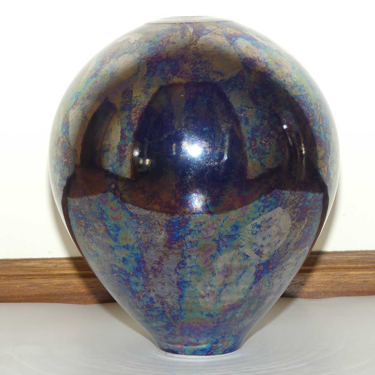 Monumental Australian Studio Art Pottery Andrew Gibson Lustre Blue and Metallic Shimmer vase